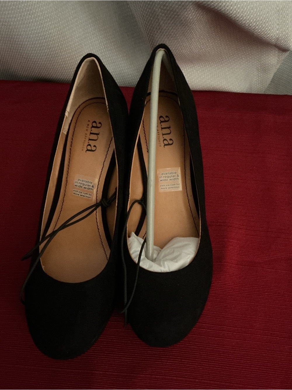 a.n.a Black Suede Round-Toe Ballet Wedges